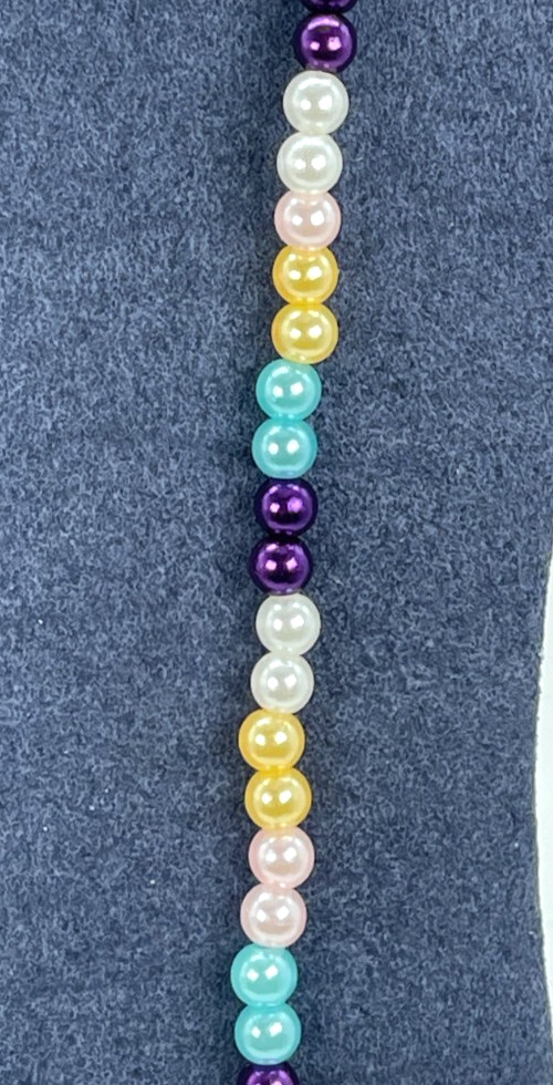Necklace 27 Inch Strand 5 mm Pearls Purple, Green, Yellow, Pink, White