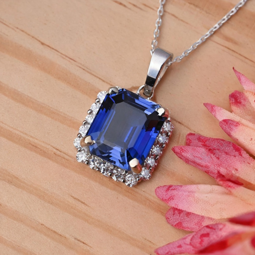 Luxurious 21 Ct Blue Sapphire Natural Pendant Sterling Sliver Healing Jewelry