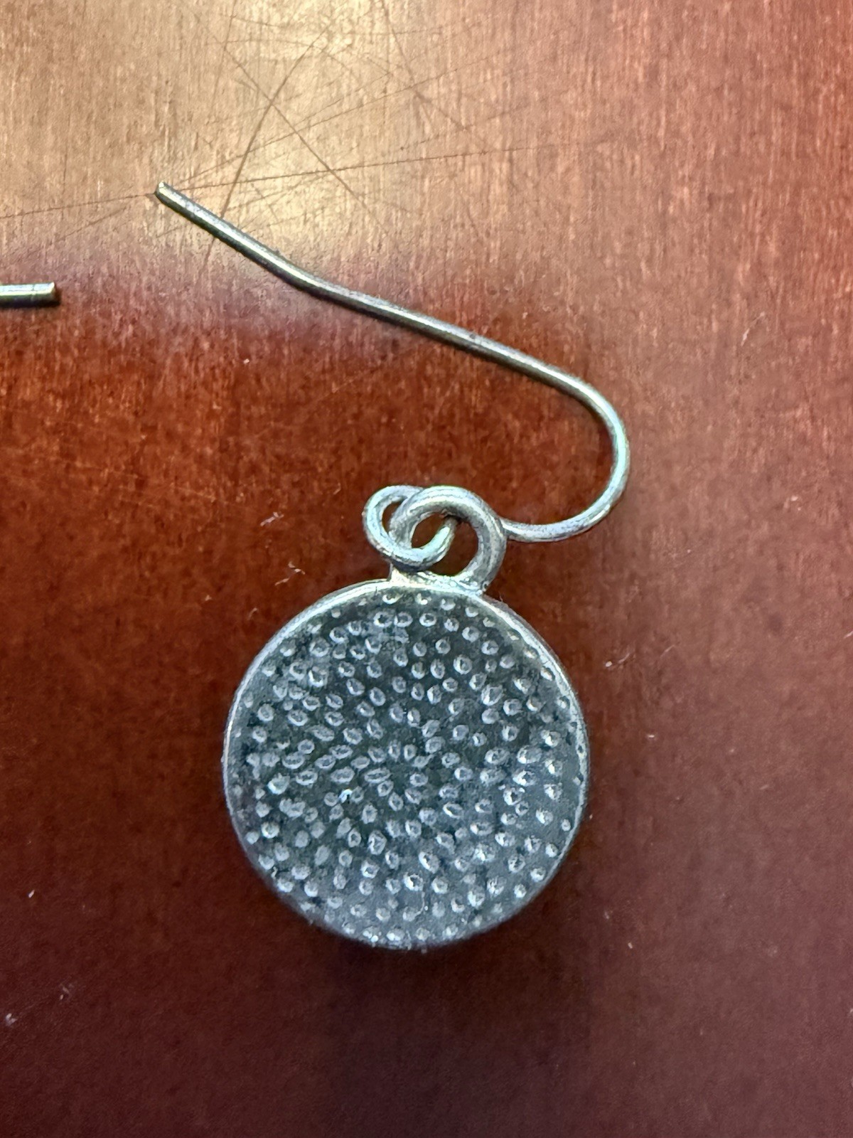 Silver Tone Metal Round Clear Glass Bezel Set Dangle Drop Hook Earrings Pair