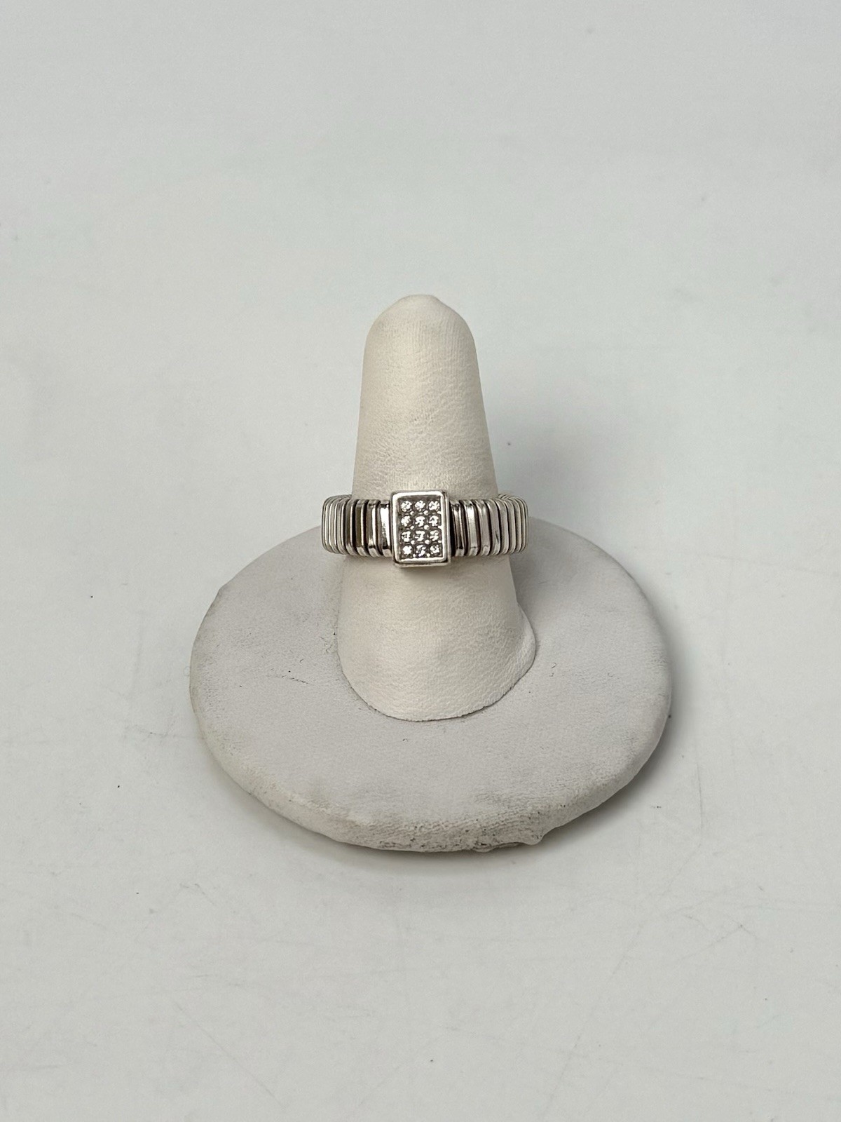 Brighton Meridian Zenith Tubogas Silver & Crystal Soft Ring Size 7.5 (J-243)