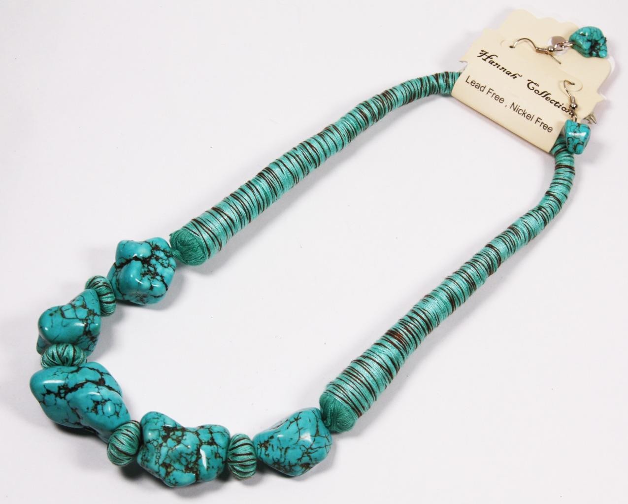 Turquoise Color Cluster Necklace & Earring Set Fashion Costume Jewelry jxtl New