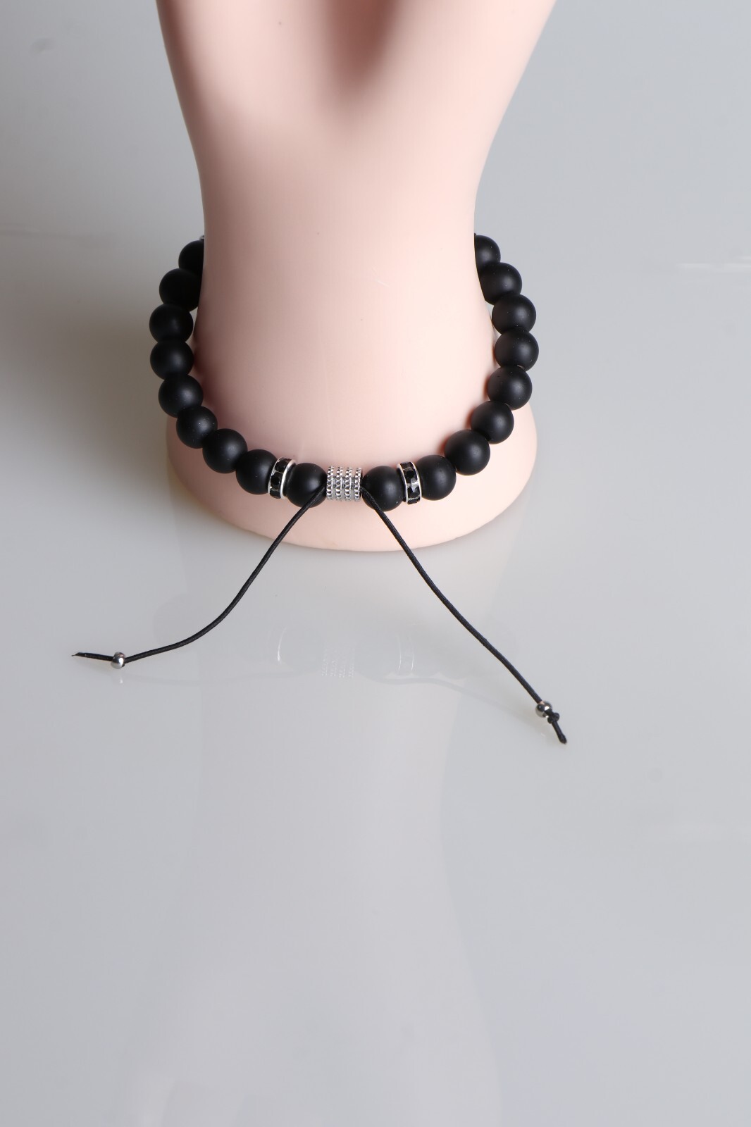 Pulsera Gótica Negra Unisex Con Calavera Moda Casual Cuentas De Ágata Onix