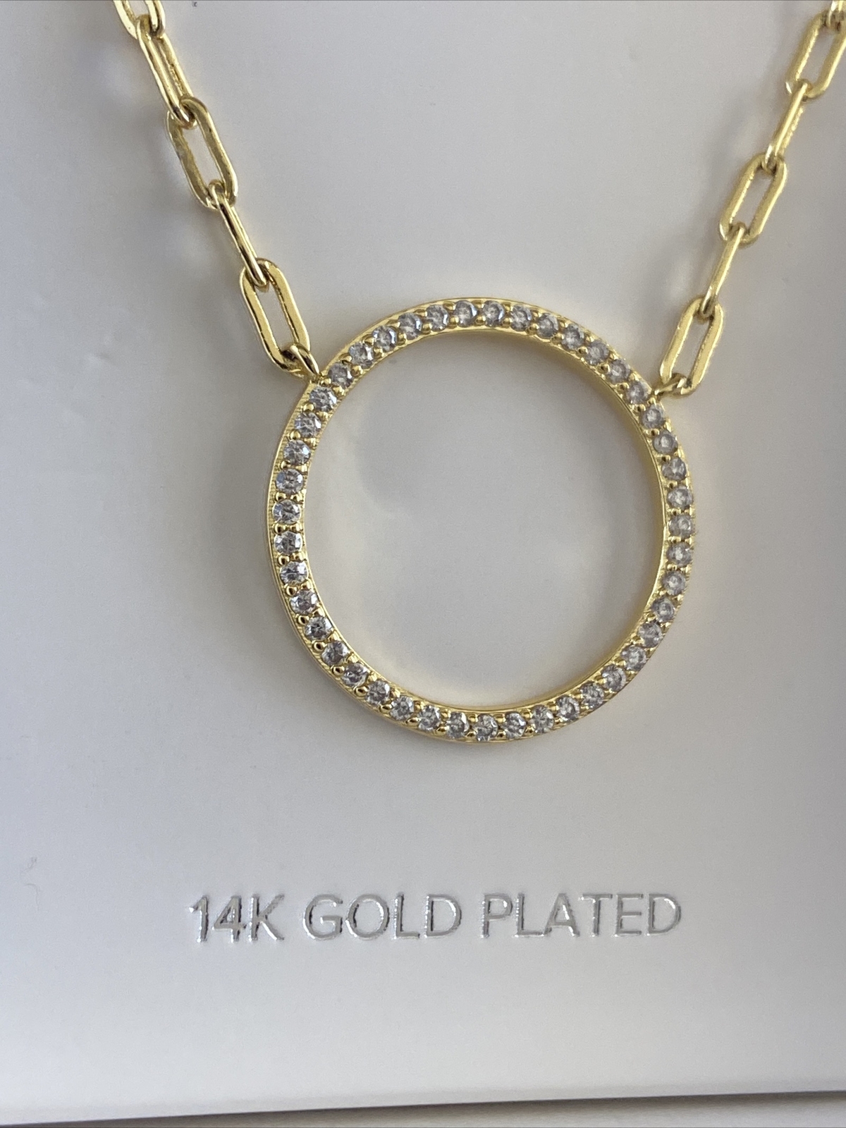 Sterling Forever 14K Yellow Gold Plated Open Circle Cubic Zirconia Necklace