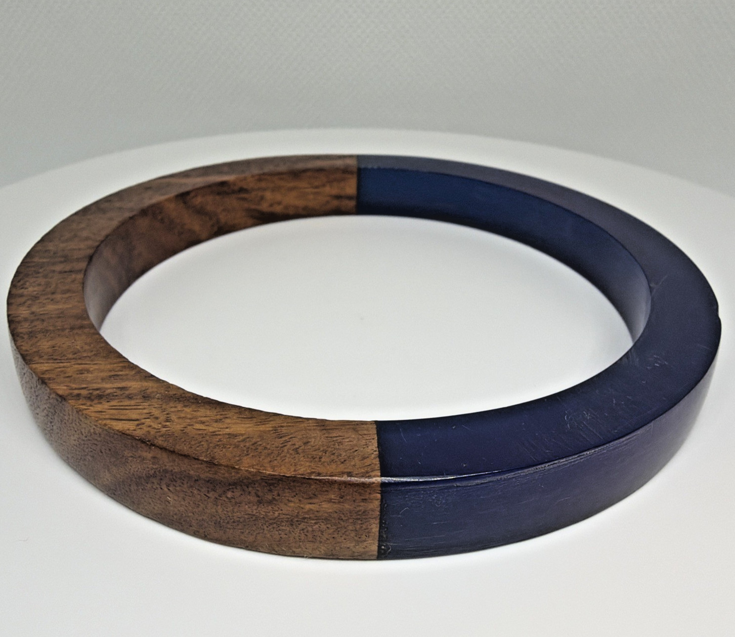 Mod Retro Wood & Resin Bangle Bracelets Stackable Mid-Century Style Set of 4