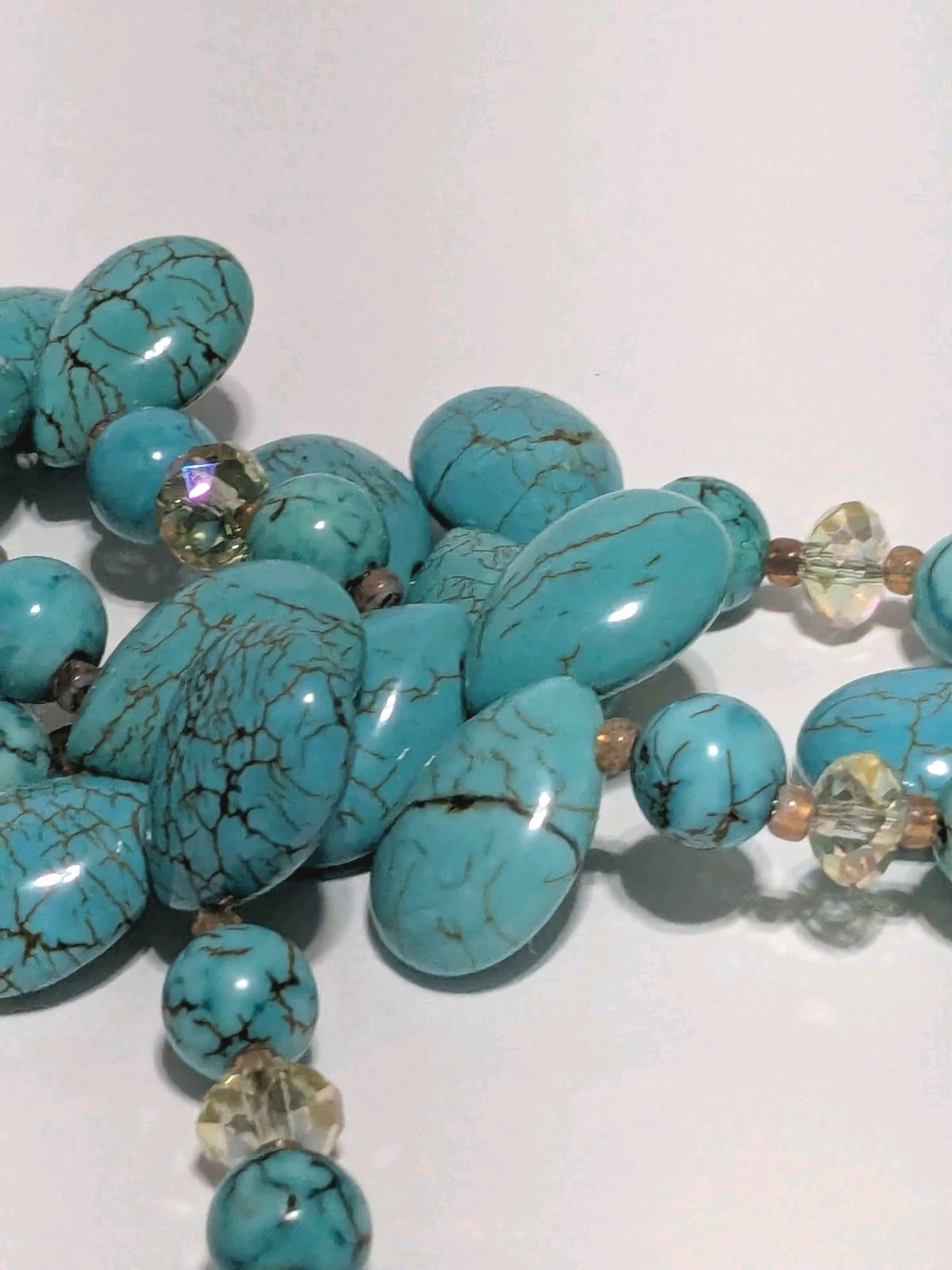 Layered Cluster Howlite Necklace With Multicolor Glass & Acrylic Beads. BOHO