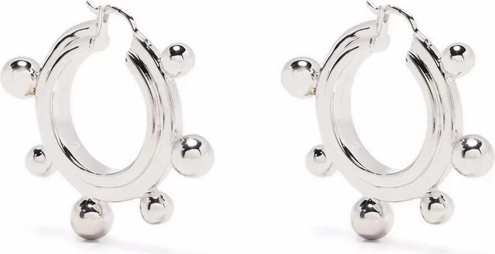Missoma Sphere Hoop Earrings Medium Silver Tone New With Box Rrp £145