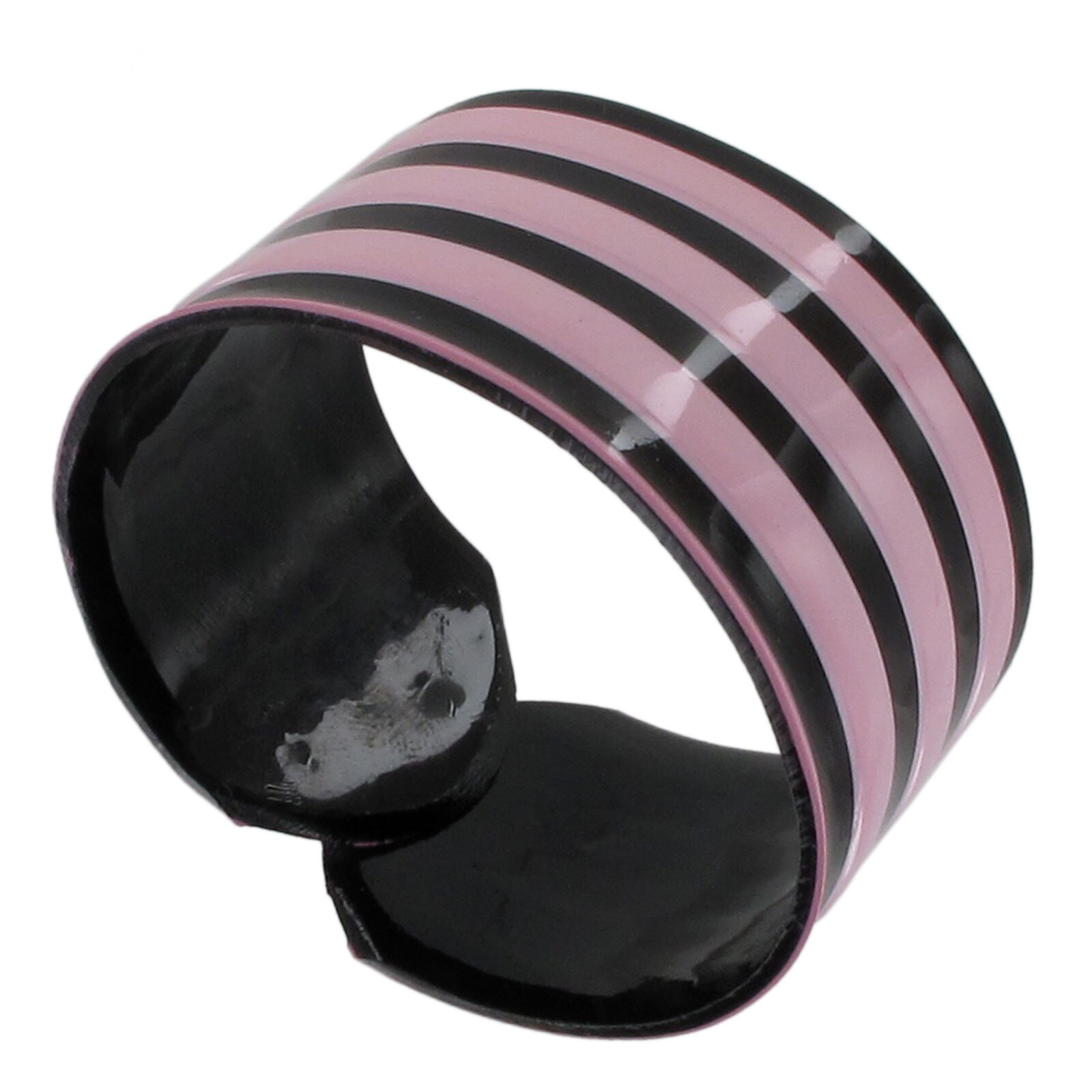 Vintage Vinyl Stripe Black Lilac Purple Pastel Cuff Wrap Bracelet 7″