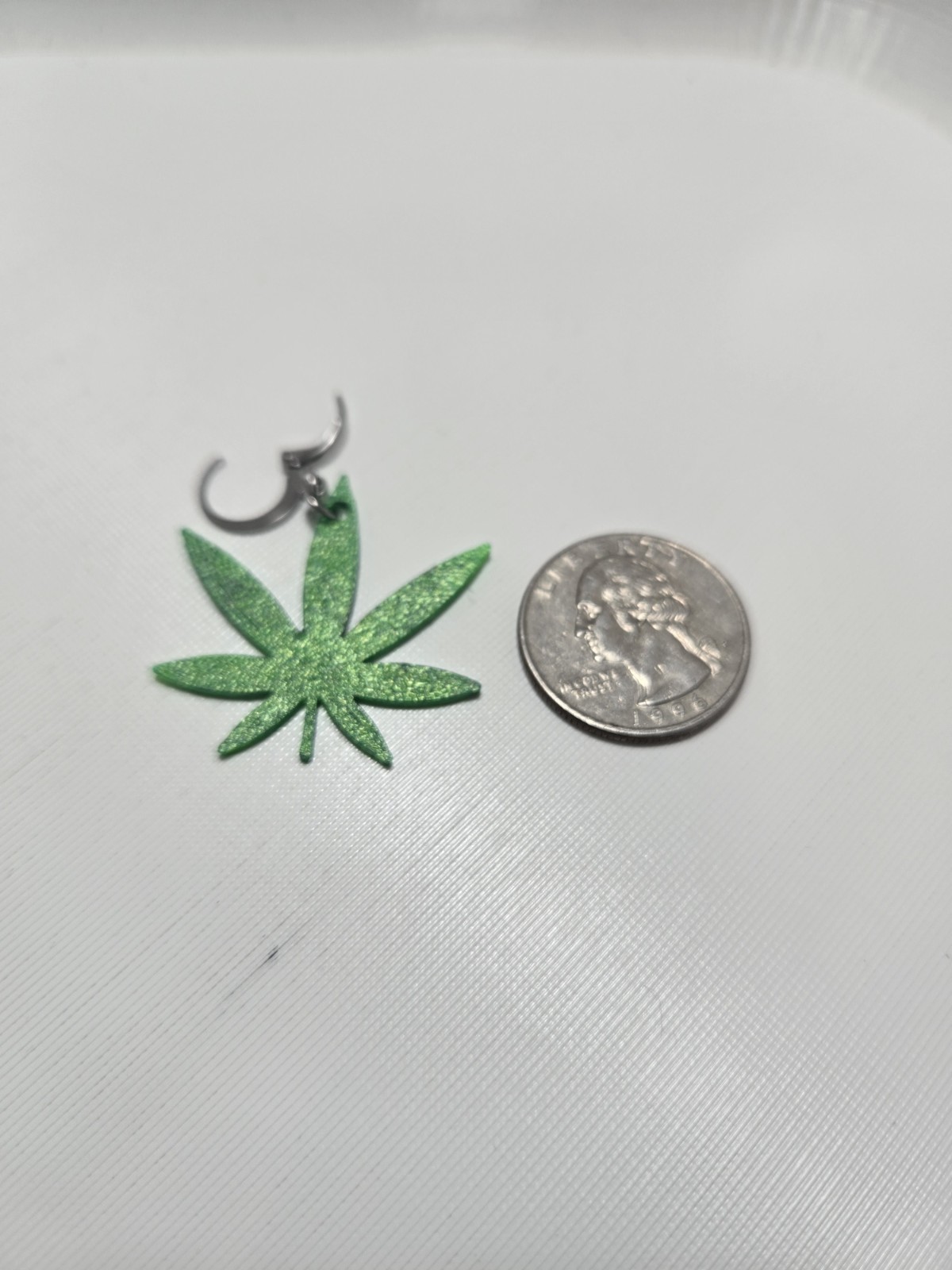 Weed Earrings 3D Printed Green Marijuana Stainless Steel Lever Back MJ