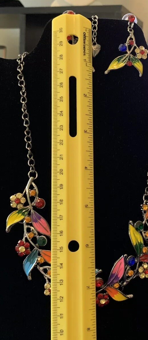BRILLIANT Colors Necklace & Dangle Studs Set By Betsey Johnson MUST SEE!