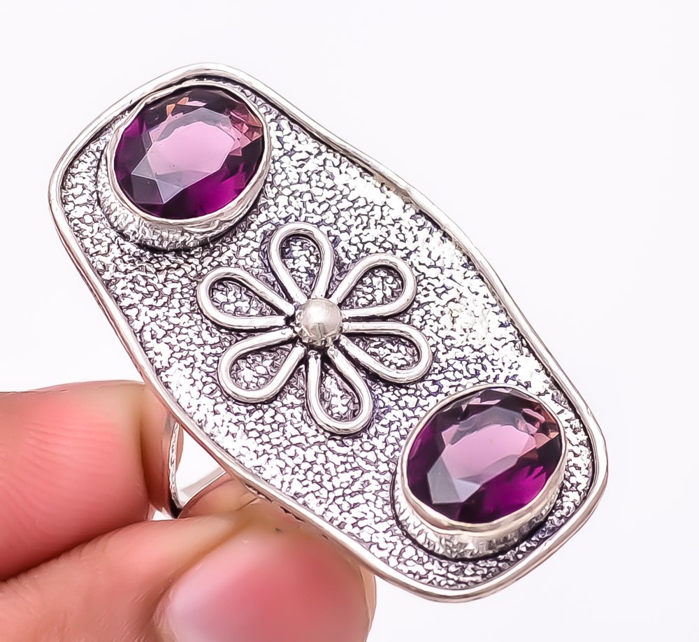 African Amethyst Gemstone 925 Silver Plated Jewelry Ring s.8 T8648