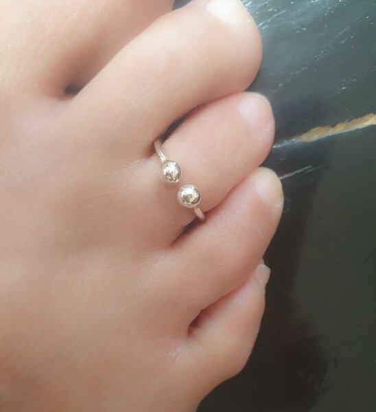 Gift For Women’s Solid Metal Adjustable Toe Ring 14k White Gold Plated Silver