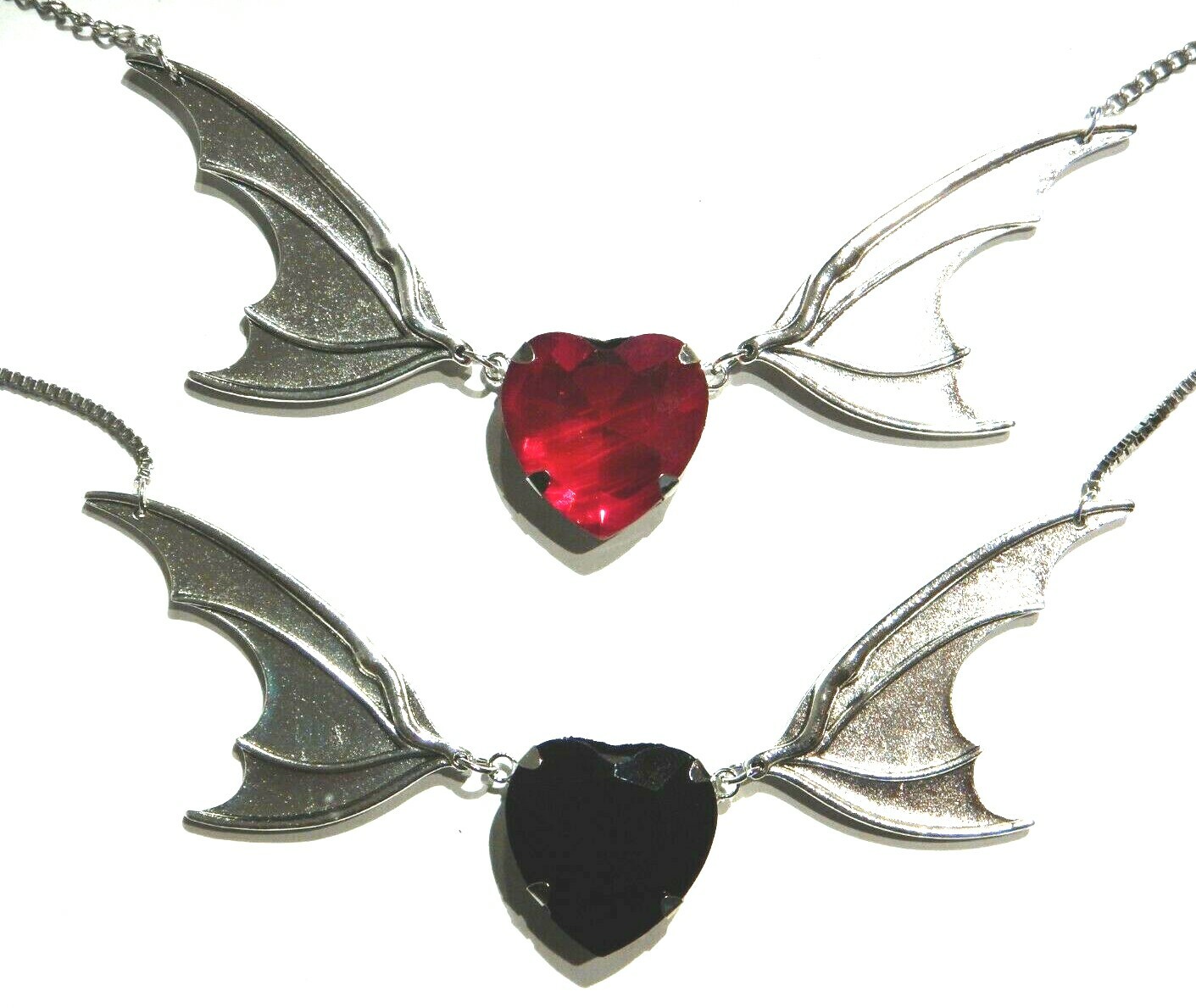 HEART & VAMPIRE BAT WINGS PENDANT CHOKER NECKLACE choker bib halloween gothic Y4
