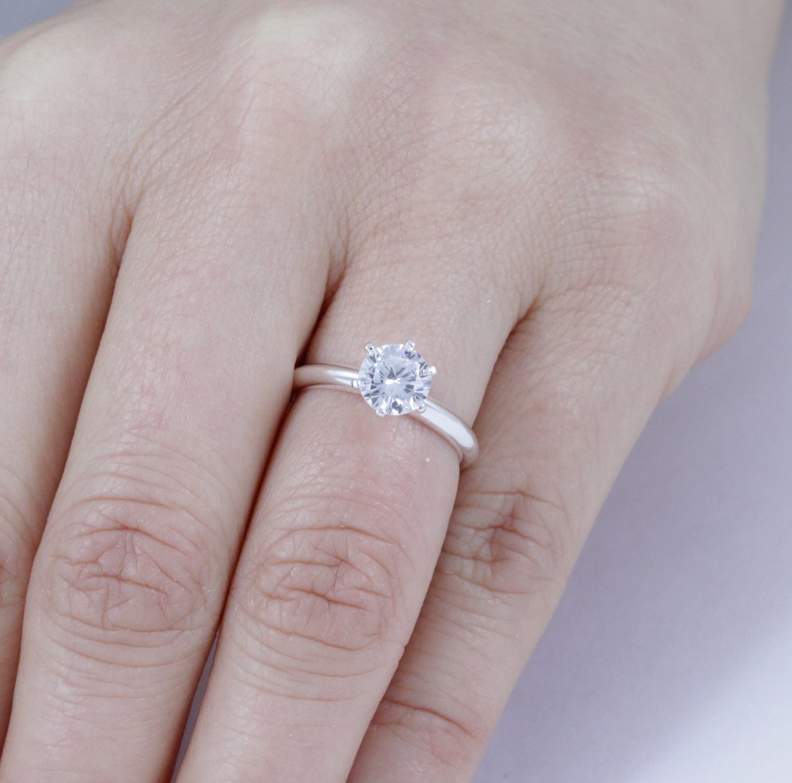 1ct .925 Sterling Silver Round CZ Solitaire Engagement Ring Band Sz 1.5-15 SA032