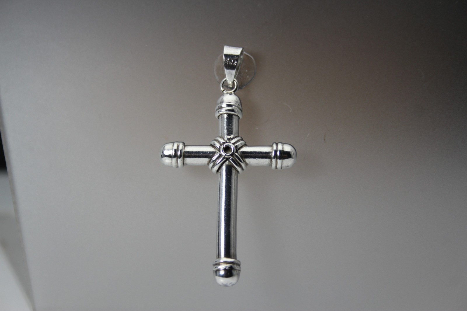 925 Sterling Silver Oval Yellow Stone Large Cross Pendant 7.3 Grams (PEN10218)