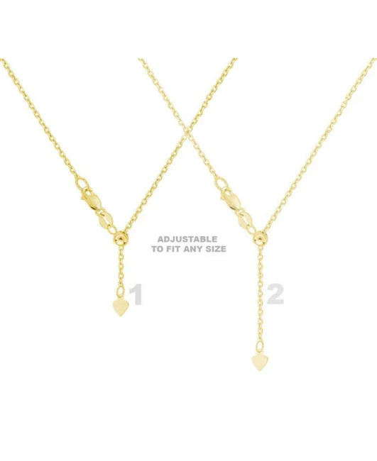 10k Solid Yellow or White Gold Box, Cable, Franco Rope Adjustable Necklace