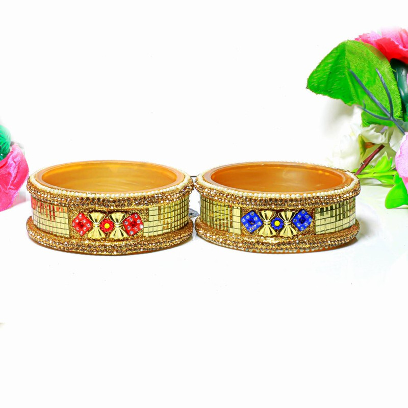 Designer Glass Bangles Kada Set Punjabi Rajasthani Bridal Bangle Set Pack Of 2