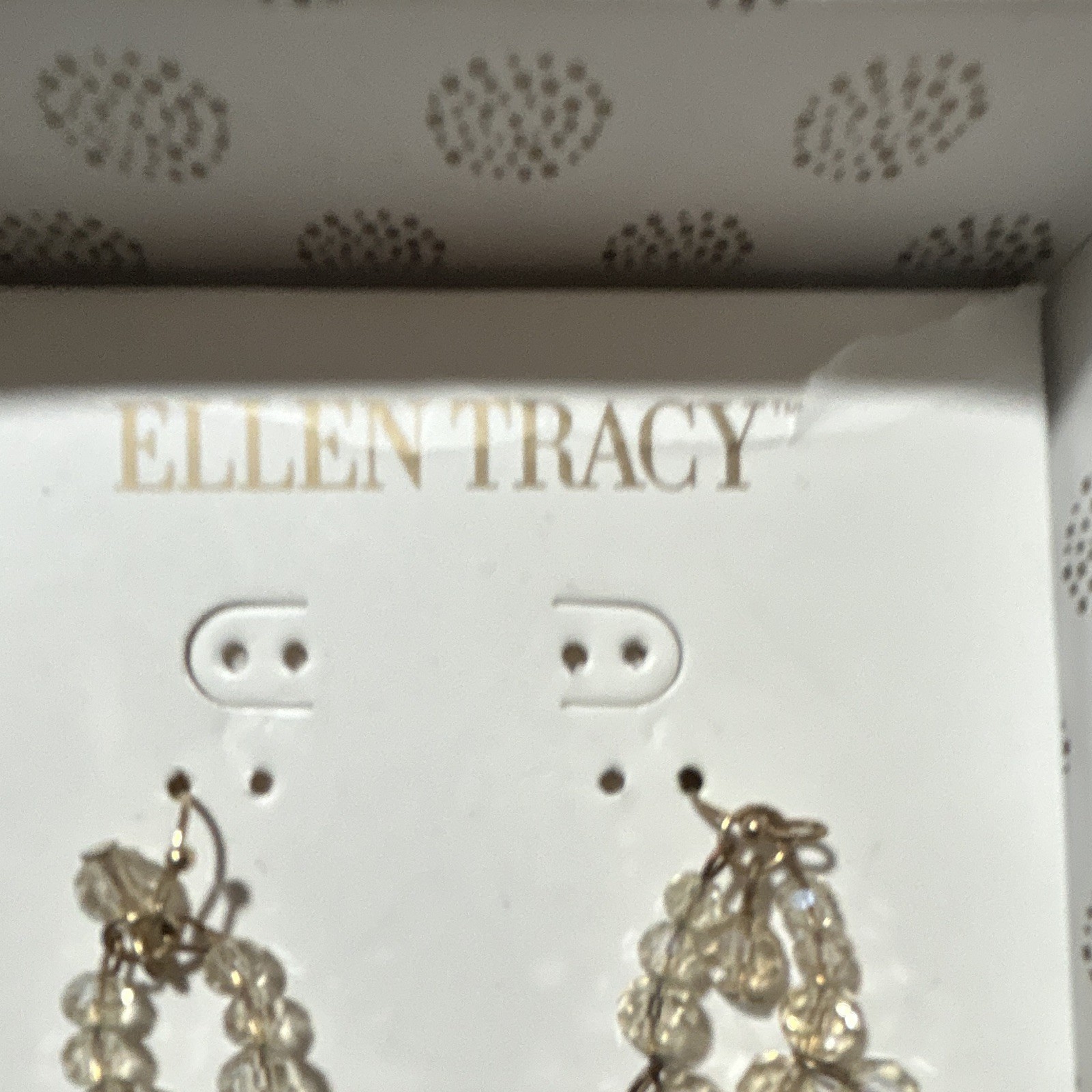 Ellen Tracy Clear Crystal Beaded Chandelier Dangle Hook Earrings
