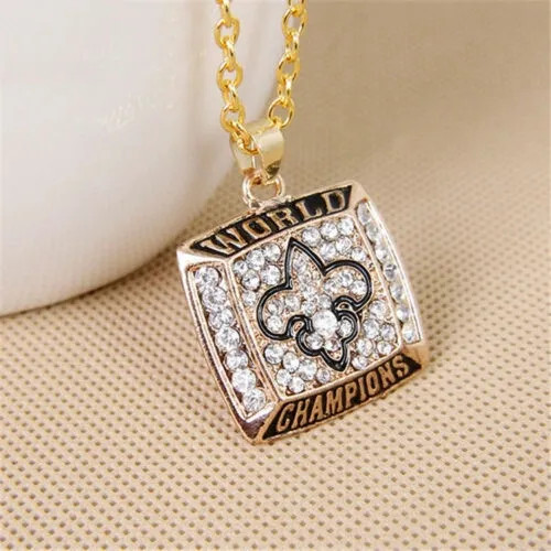New Orleans Saints World Championship Rhinestone Pendant Necklace