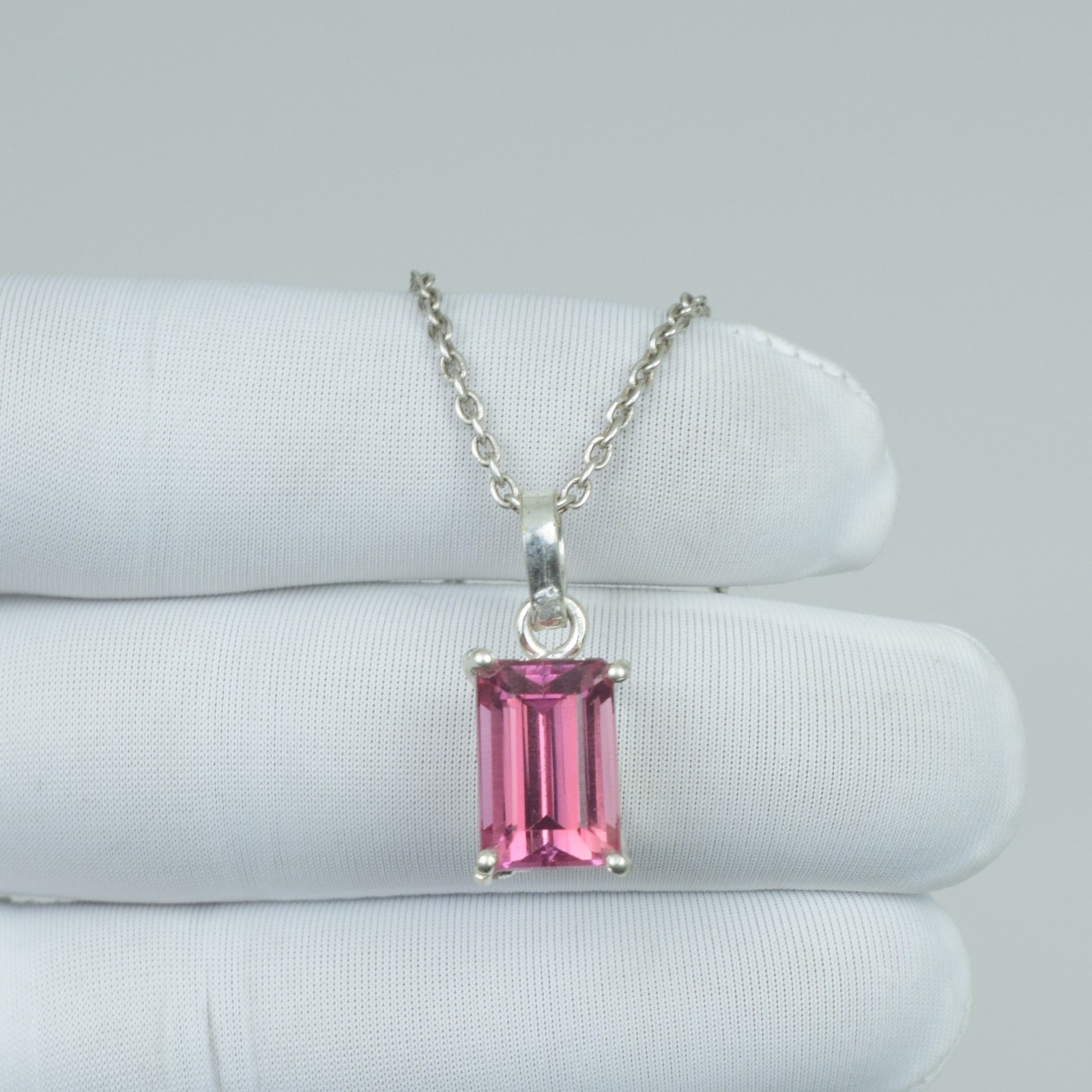 20Cts 925 Sterling Silver Necklace, Pink Kunzite Pendant Gift For Her Jewelry,