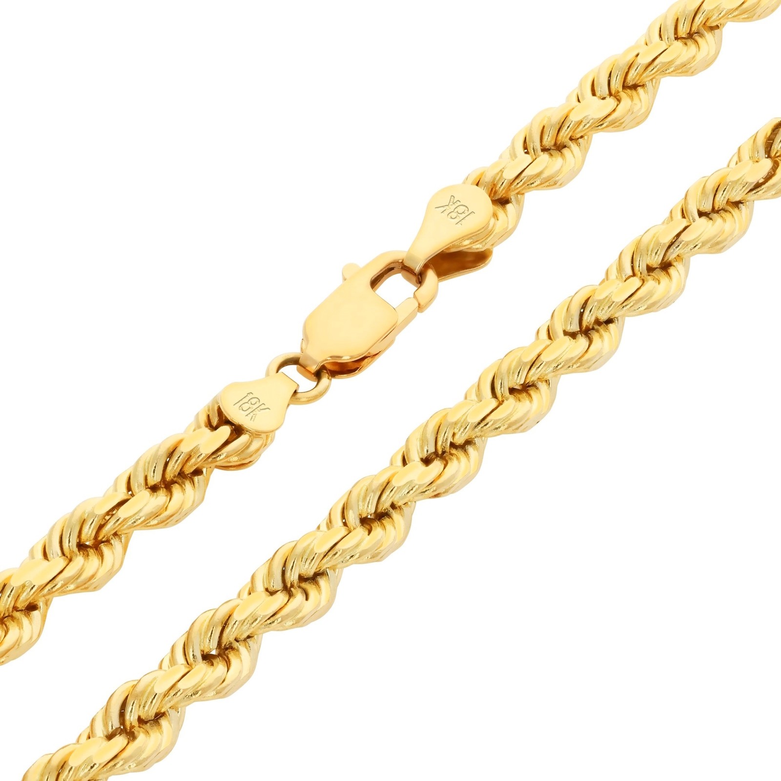 18k Yellow Gold Diamond Cut Rope Chain 2mm-5mm Necklace Mens Womens 16″- 28″