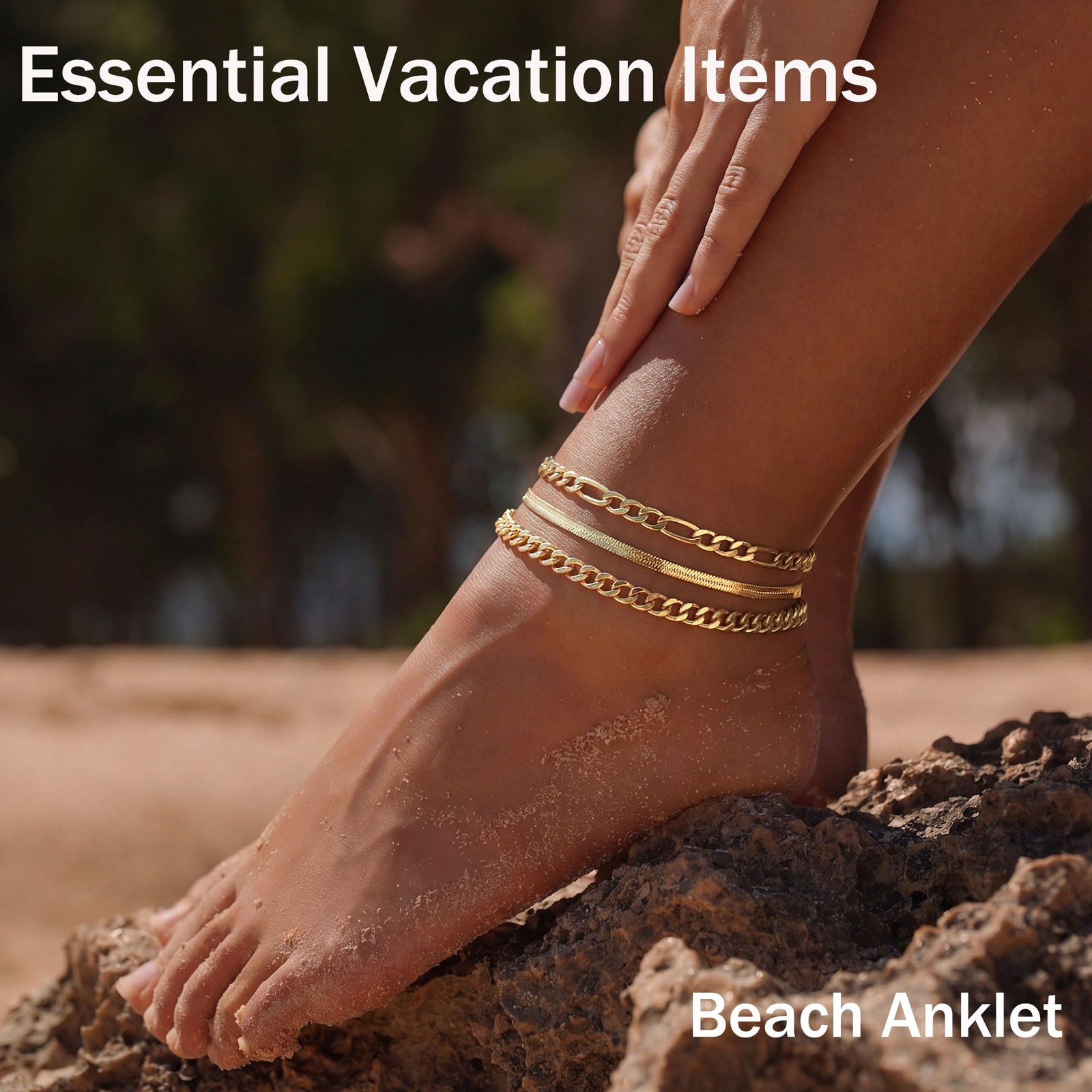 DEARMAY Gold Ankle Bracelets for Women Non Tarnish 8 5 inch, Anklet-A