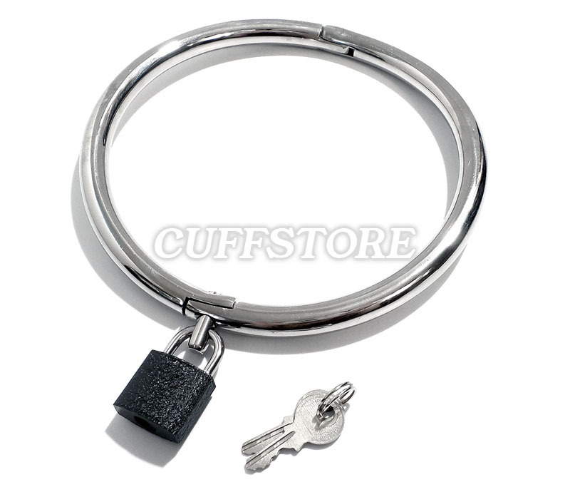 12.5″ Curved Stainless Steel Collar Necklace with Front Locking Padlock