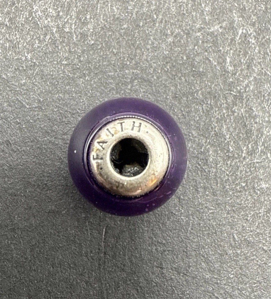 Pandora Signed Charm WITH WEAR SEE PICS Faith Essence Collection Purple 925 J3