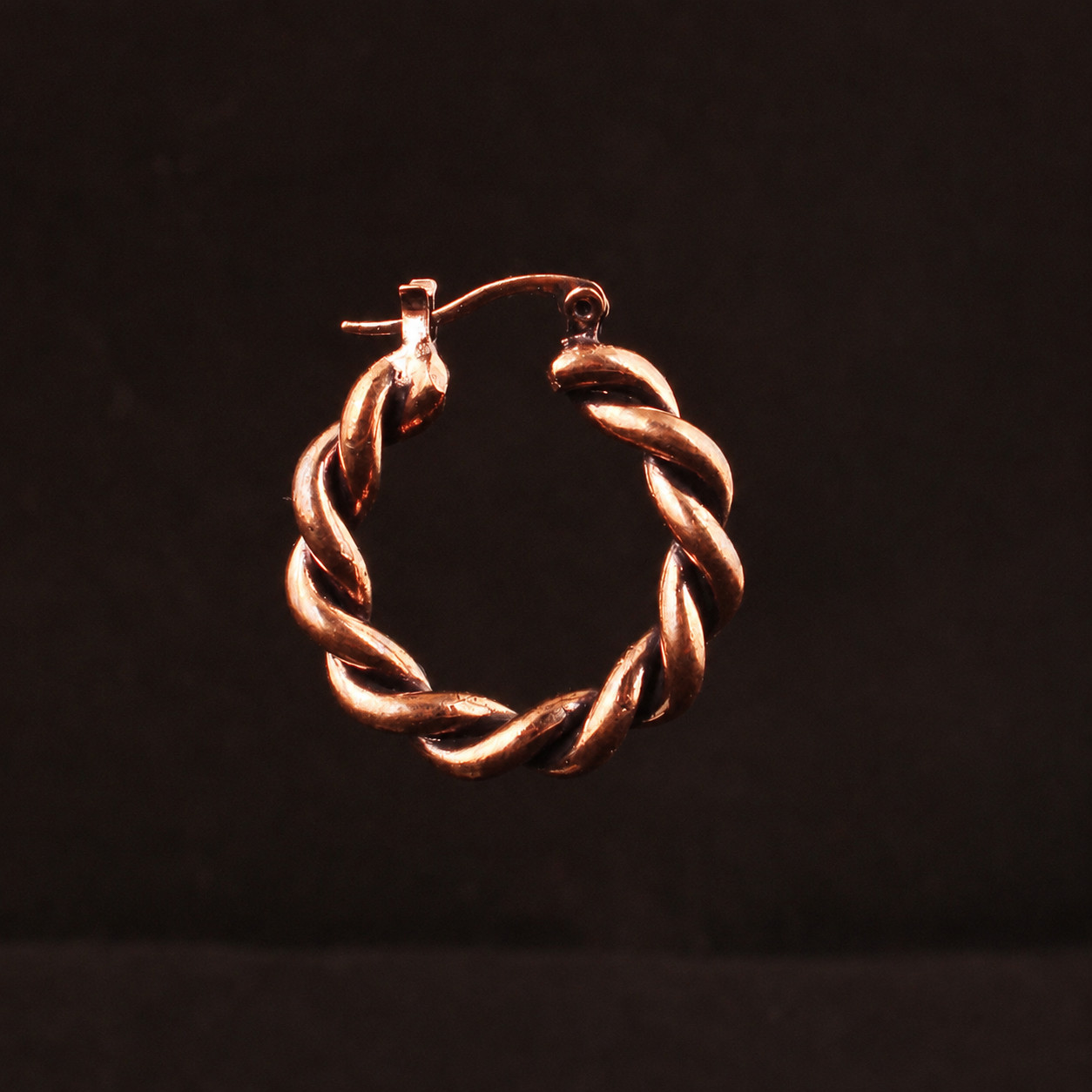 Pure Copper Oxidized Wire Wrap Rope Hoop Earrings for Women Lightweight Handmade