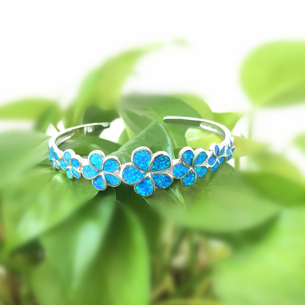 Kivony Blue Opal Plum Flower Bracelets 925 Sterling Sliver Jewelry For Women