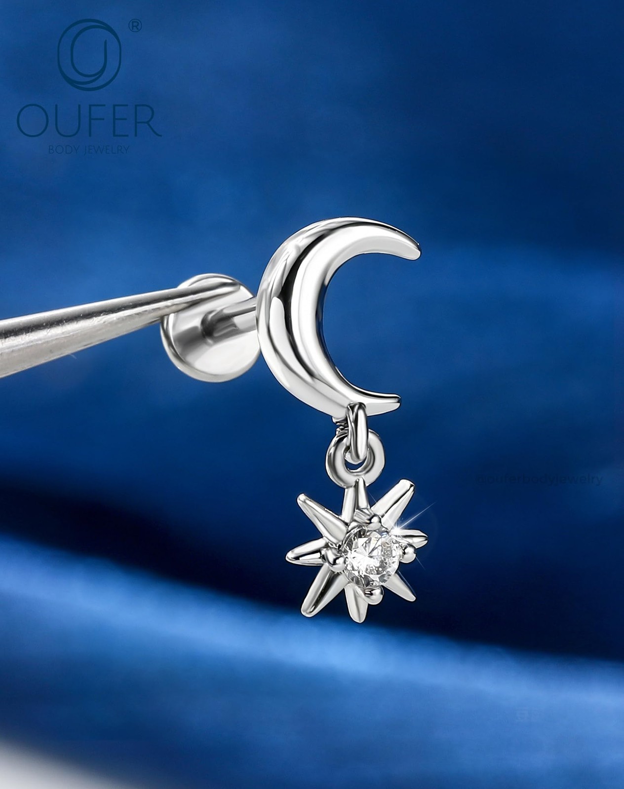 OUFER Body Piercing Dainty Helix Earring 16G Dangly 1.2*8mm, silver