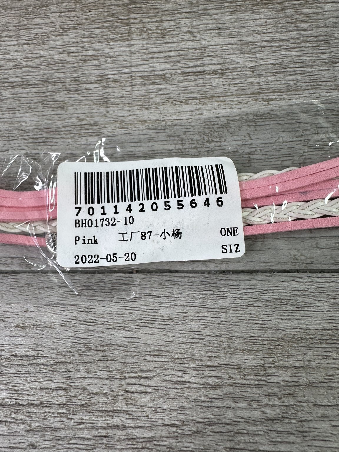 Pink White Multi-Strand Bracelet Infinity Hearts Charm Adjustable Silver Tone