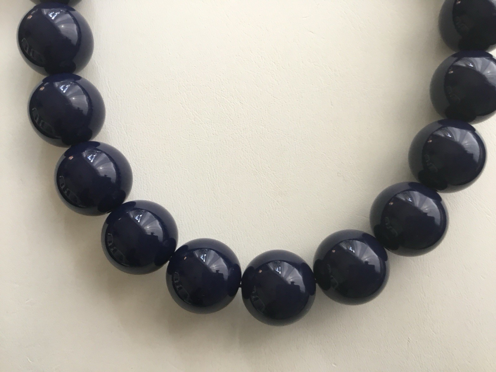 Chunky Navy Blue Beads Adjustable Choker Necklace