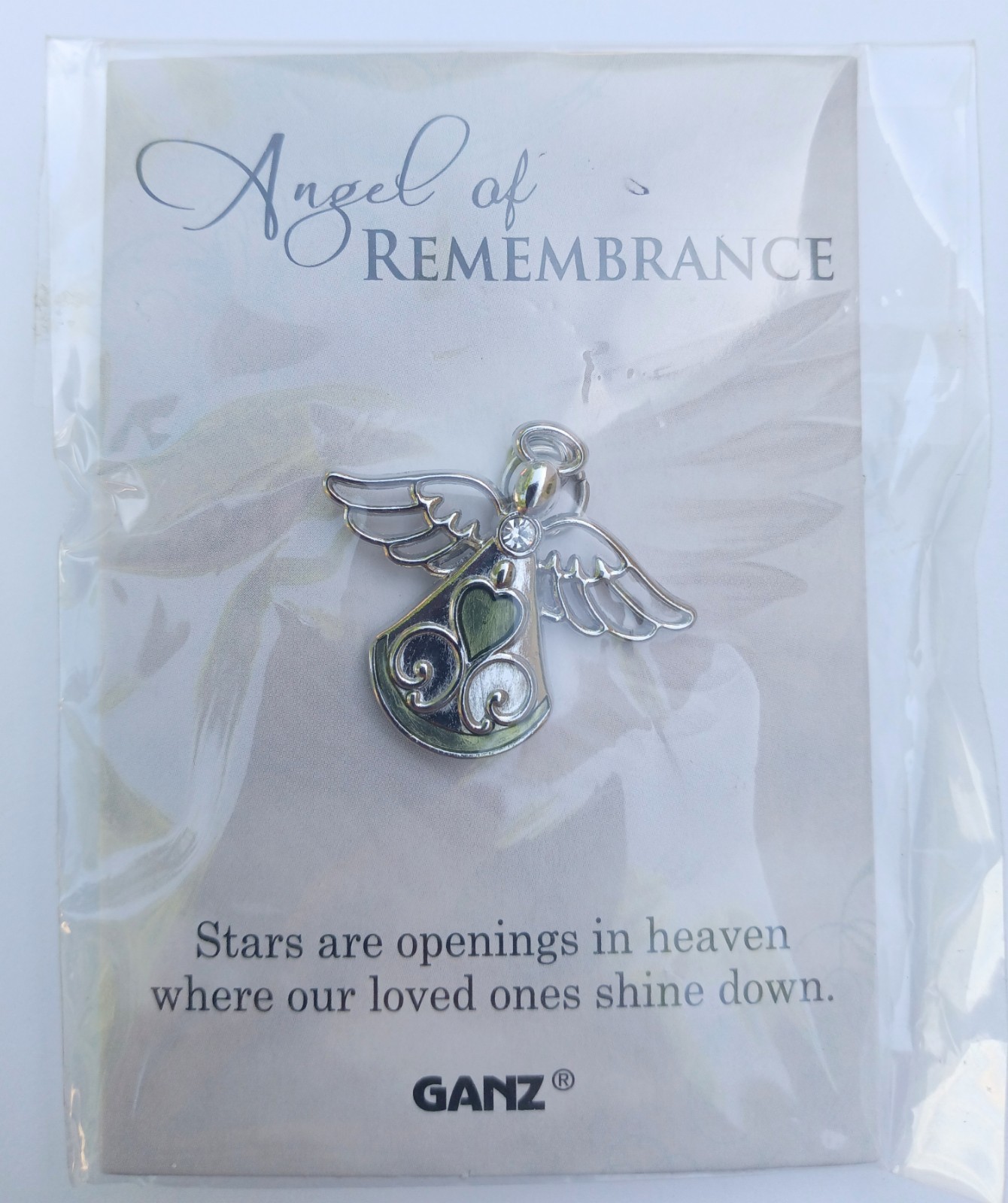 GANZ Pin Necklace Pendant Angel Of Remembrance Heart Love Stars In Heaven