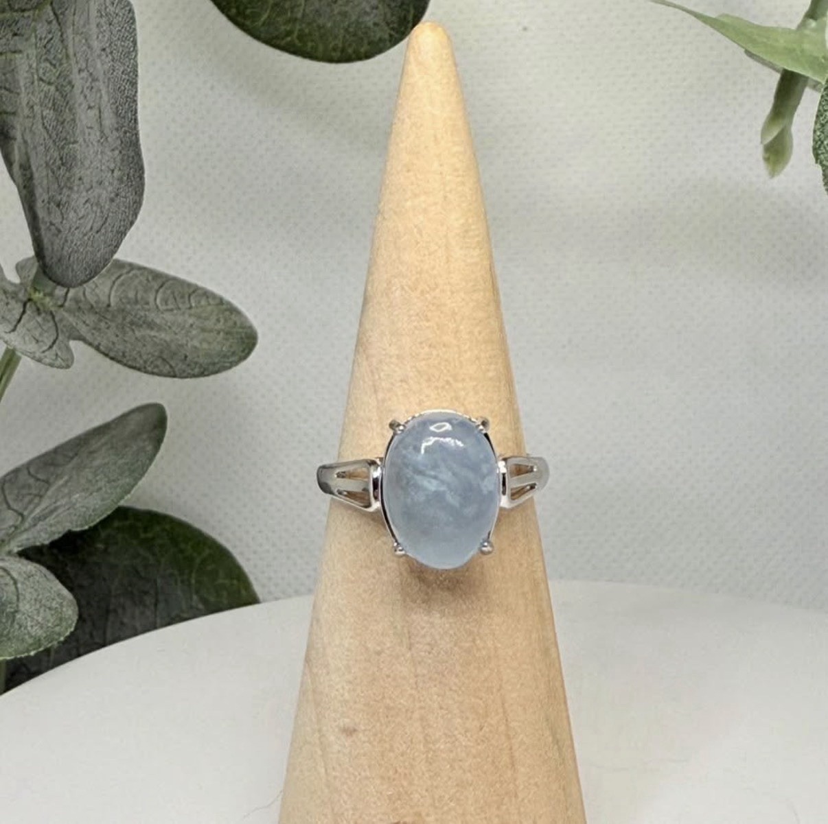 Aquamarine Adjustable Ring 12.5/9.2MM