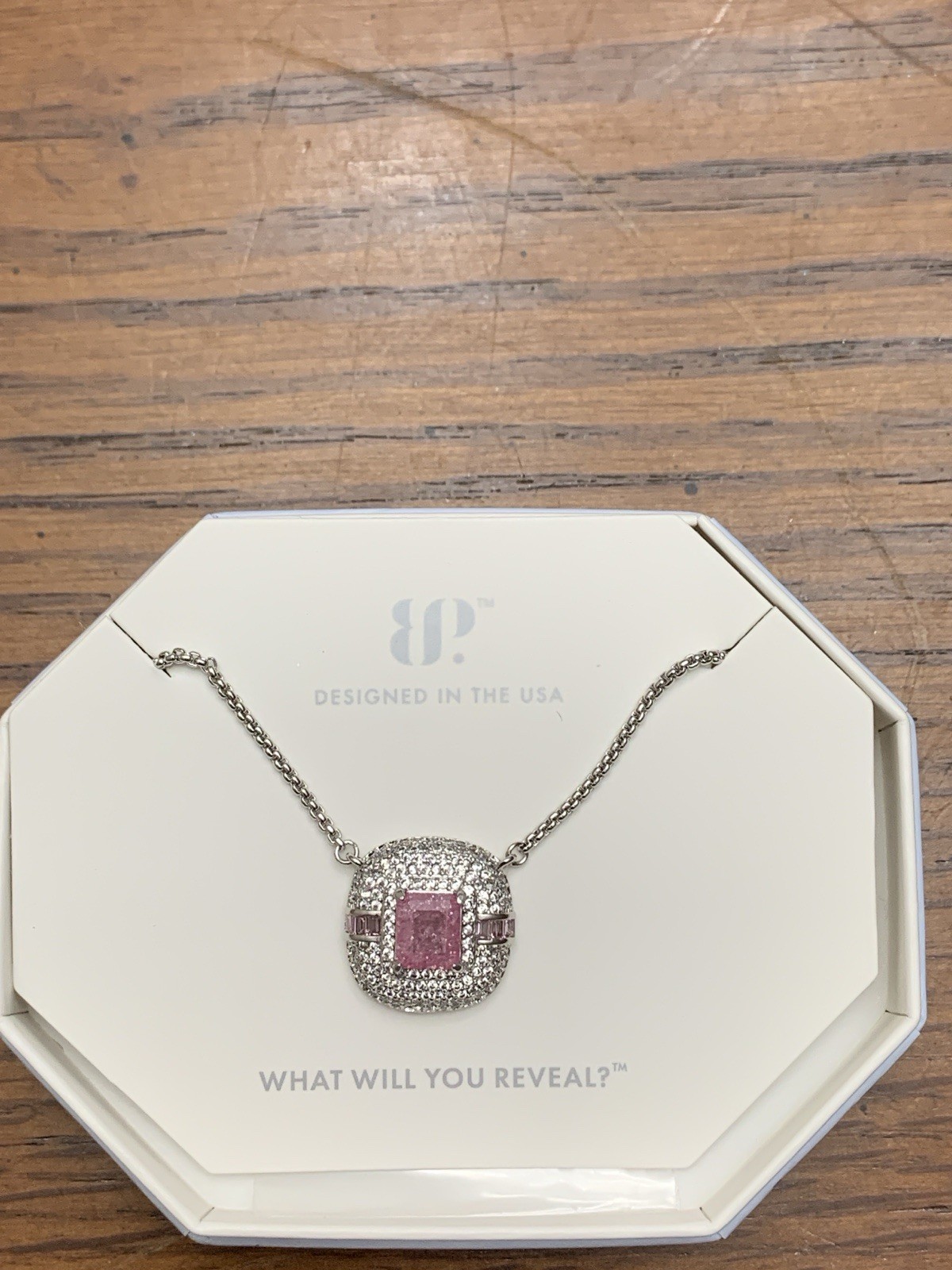 Bomb Party Necklace NK39502 The Unseen We Carry Rose Ice Crystal Rhodium