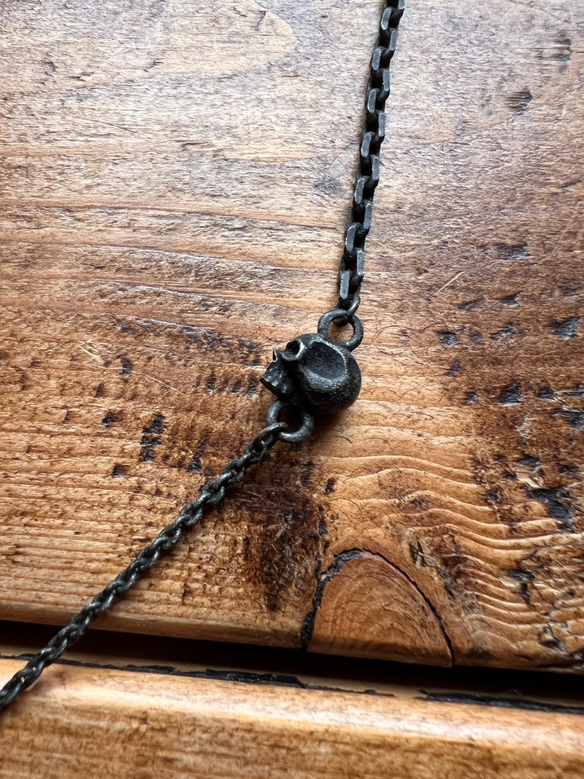 AllSaints Horseshoe Skull Pendant Necklace Gunmetal Chain Mens Ladies Charm