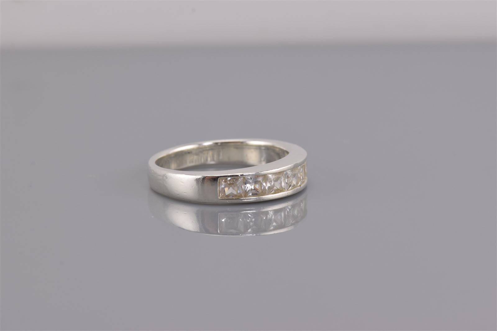 Sterling Silver Channel Set Princess Cubic Zirconia Band Ring 925 Sz: 7