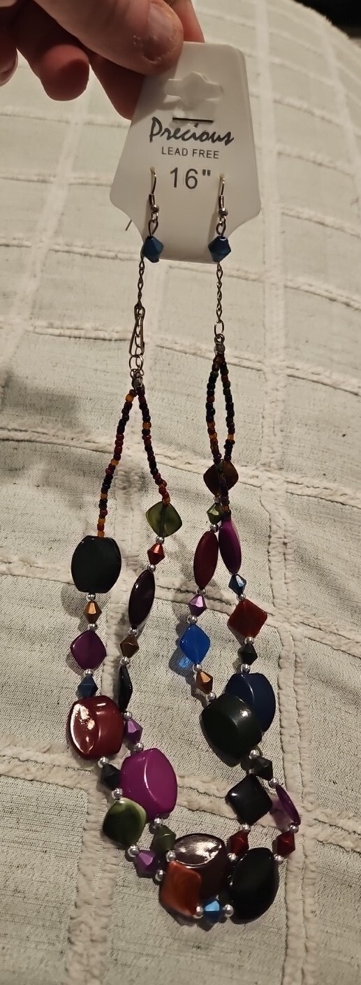 Precious Lead Free 16″ Necklace with Matching Earrings NEW w Tags FREE SHIPPING