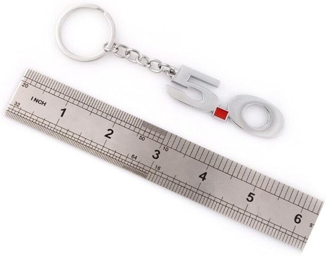 5.0 Car Keychain Key Ring Replacement for 2011~2014 Mustang GT 500 Cobra (Chrome