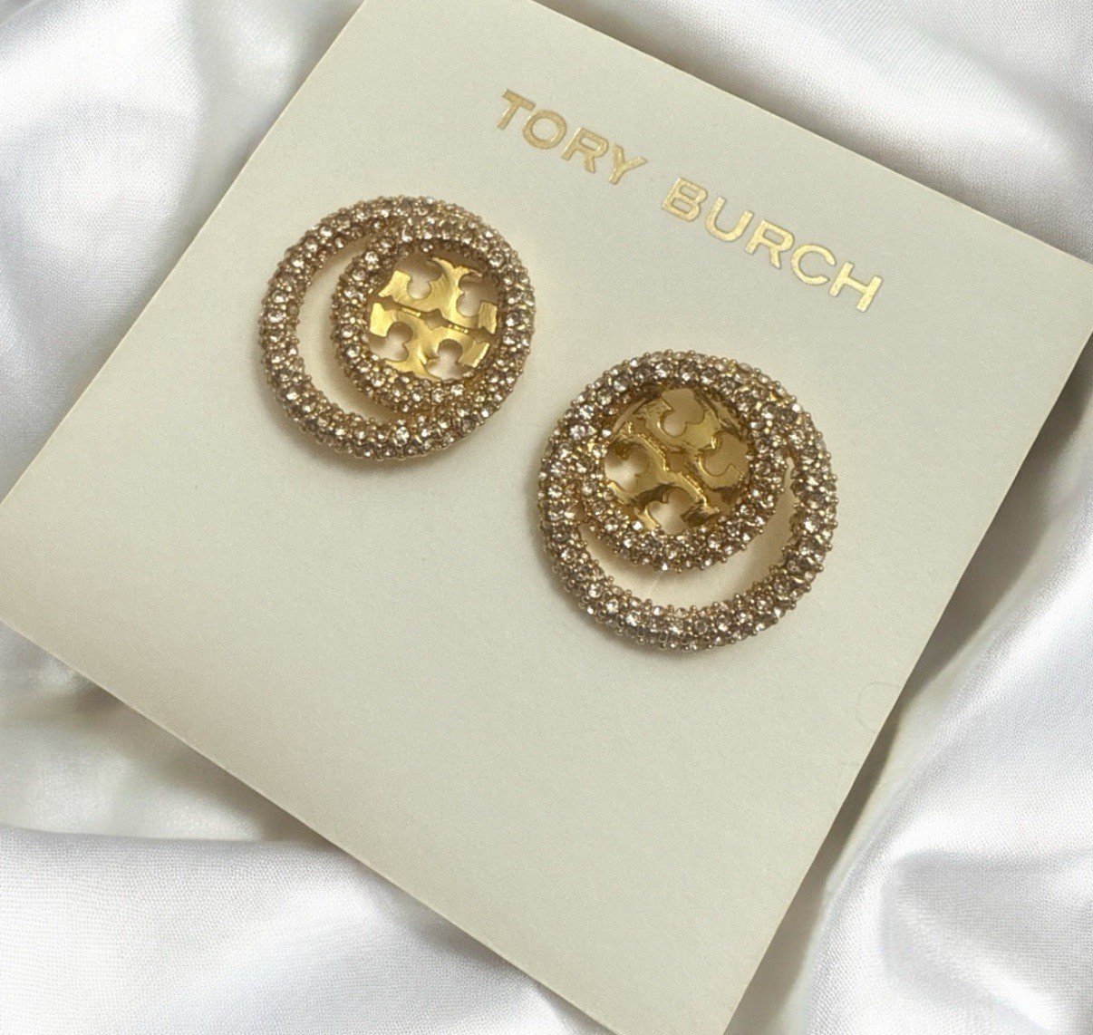 Gold Jewelry Set – Tory Burch Circle Pave Necklace and Earrings