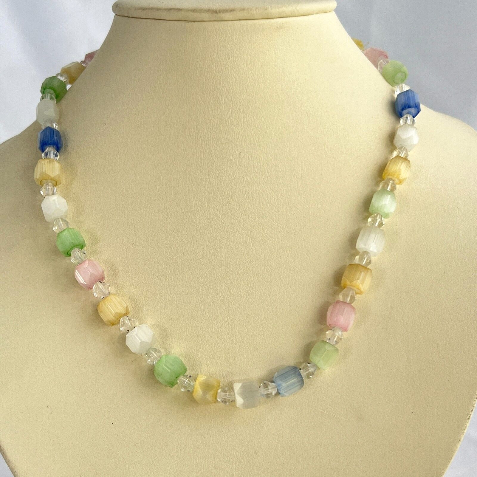 Multicolor Pastel Faux-Stone Necklace Kids, adults, summer