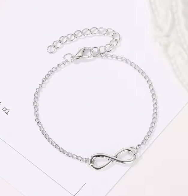 Infinity Lucky Charm Chain Adjustable Bracelet Silver Lobster Clasp 18.5-26.5cm