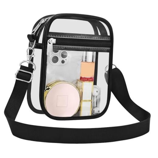 Clear Purse Stadium Transparent Messenger Bag Stadium Approved for Small Black