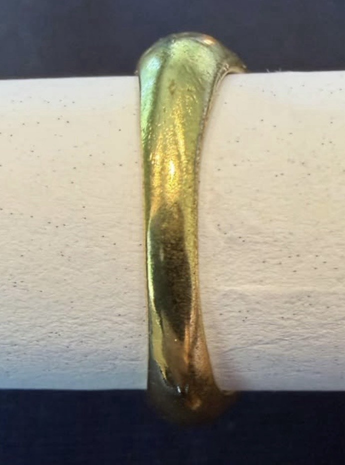Gold Tone Green Enamel Dome Cocktail Ring Blue Round Crystal Bezel Size 7.75
