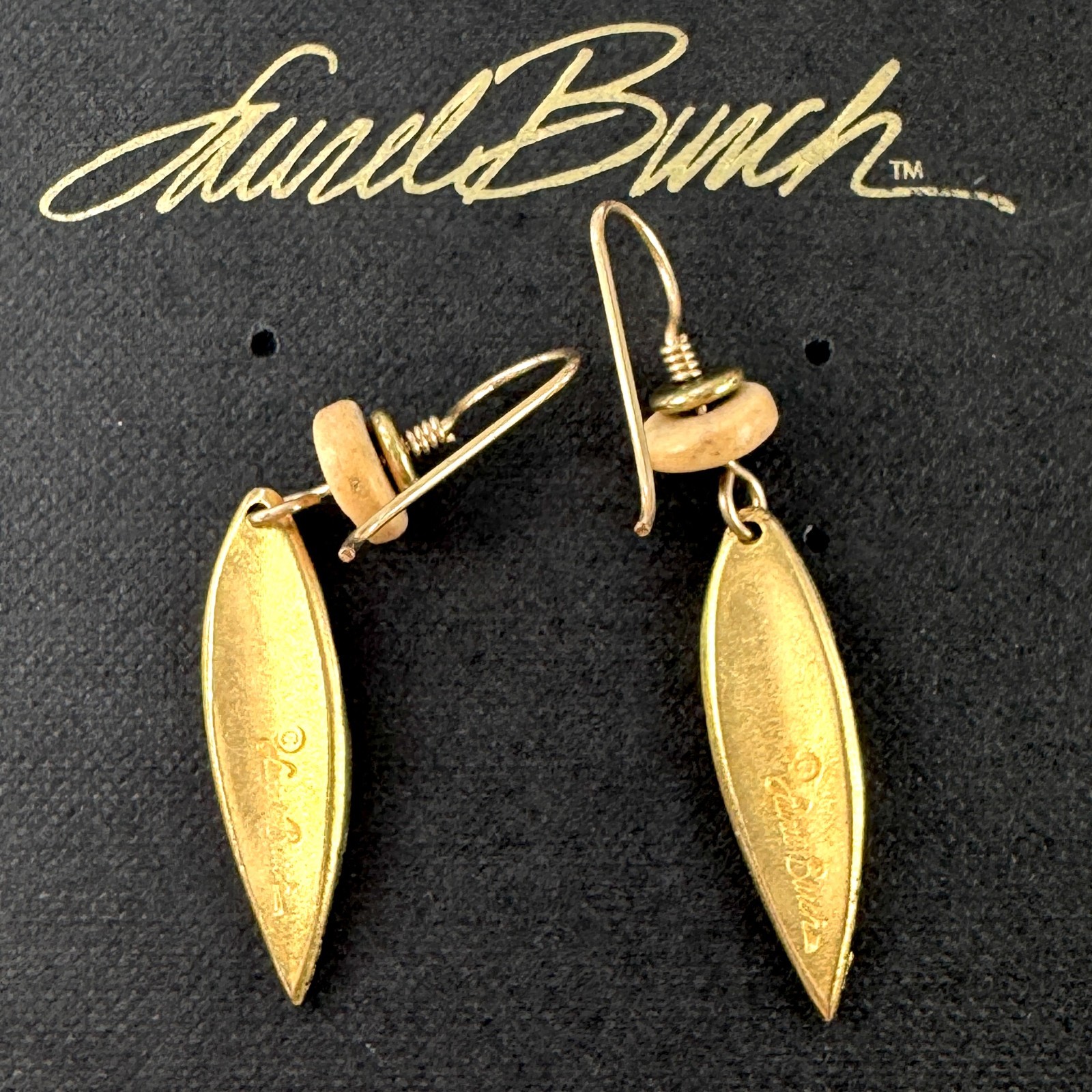 NEW Old Stock Signed Laurel Burch Emma Flower Gold Retired Earrings