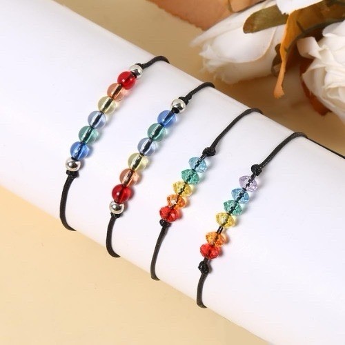 Pride Bracelet Rainbow Beaded Friendship Love is Love Card Gay LGBTQ Jewellery