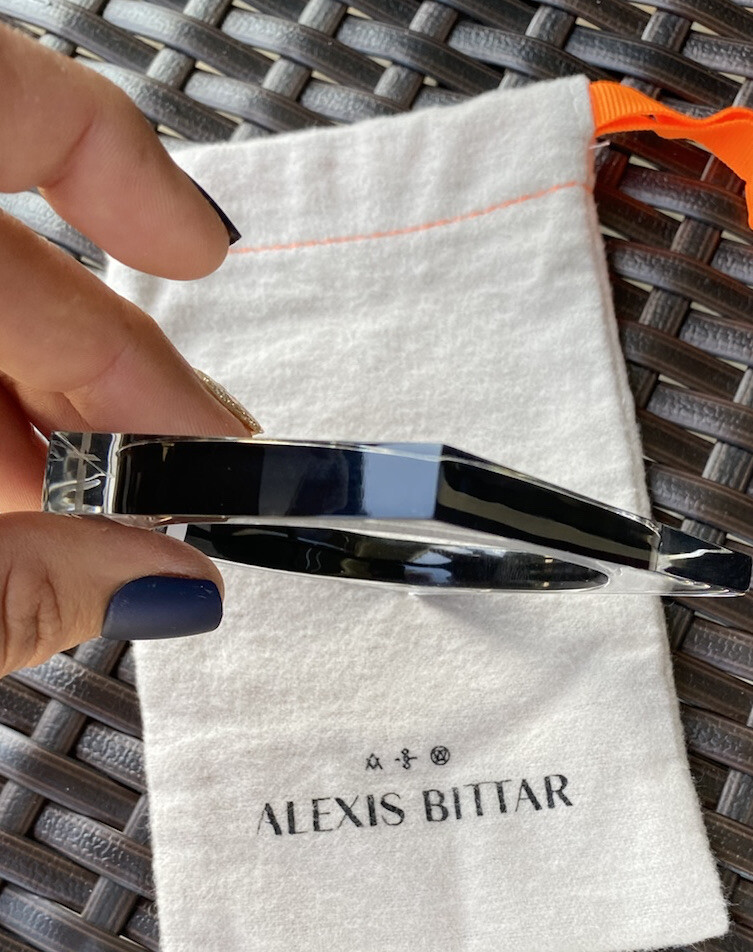 100% Authentic ALEXIS BITTAR ASYMMETRICAL PENTAGON Black Lucite BRACELET
