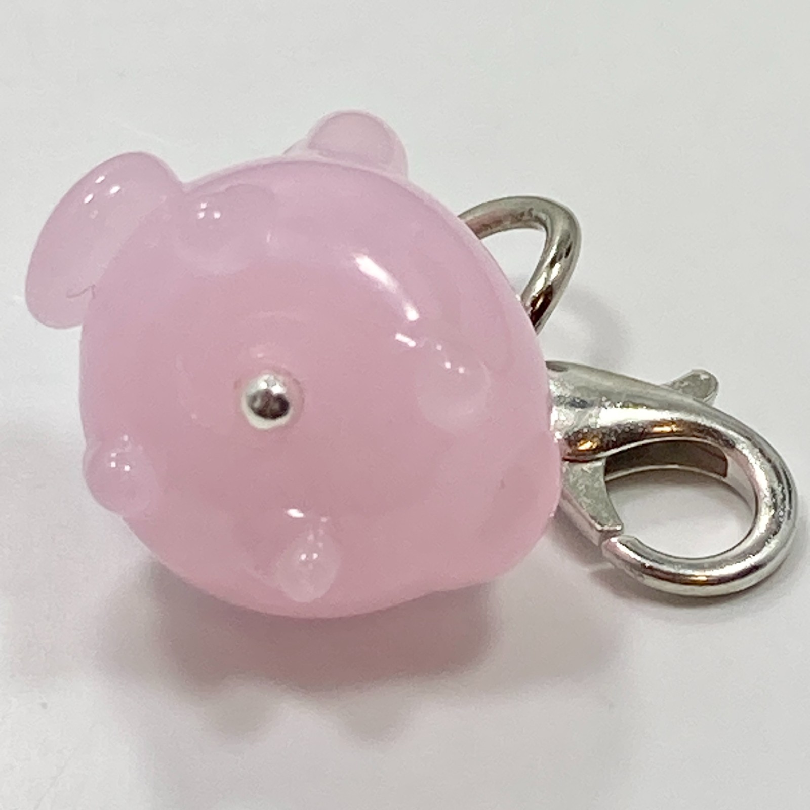 Pink Pig Glass Clip On Charm Zipper Pull Bag Purse Bracelet Charm Lampwork