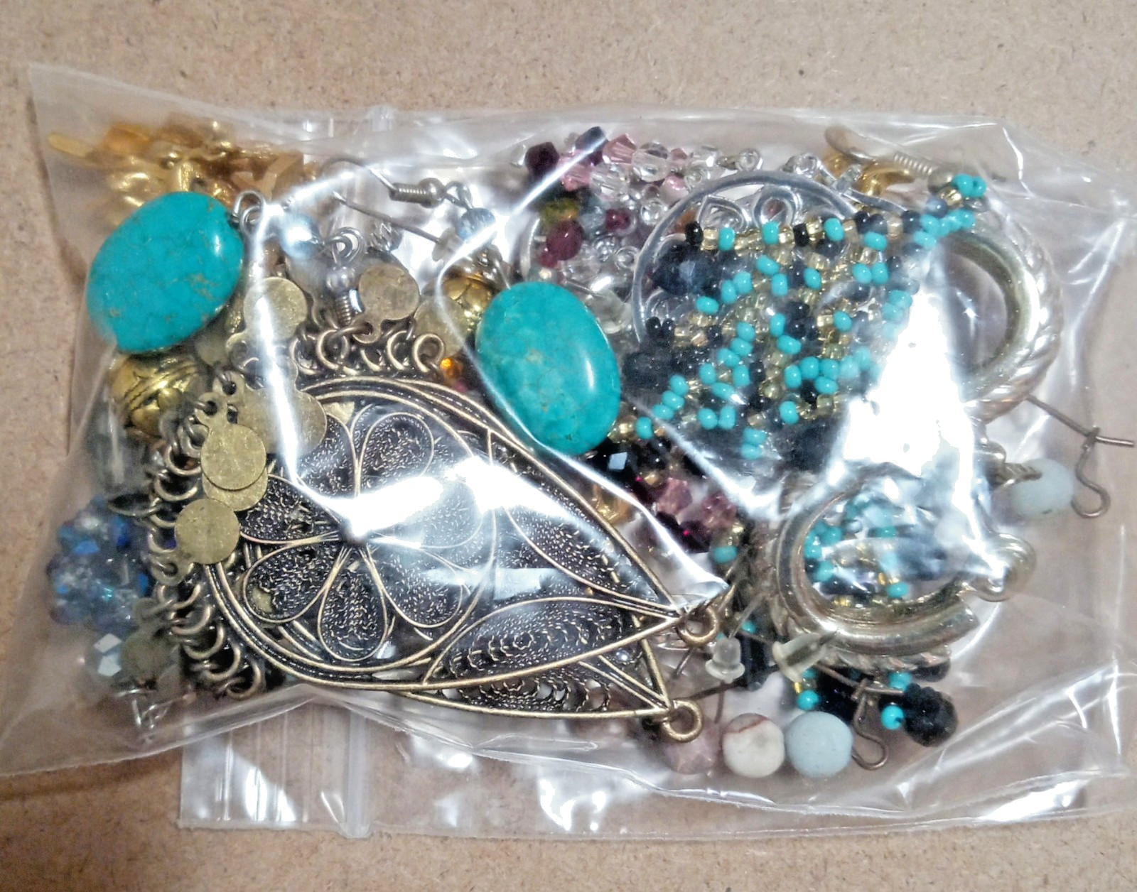Assorted Rhinestone Crystal Gold Tone Stone Beaded Dangle Earrings Lot Grab Bag