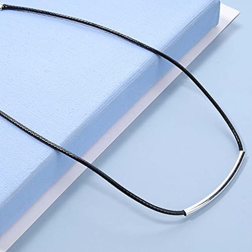 Boho Bar Suede Choker Necklace Black Leather Necklace Chain Silver Bar Choker